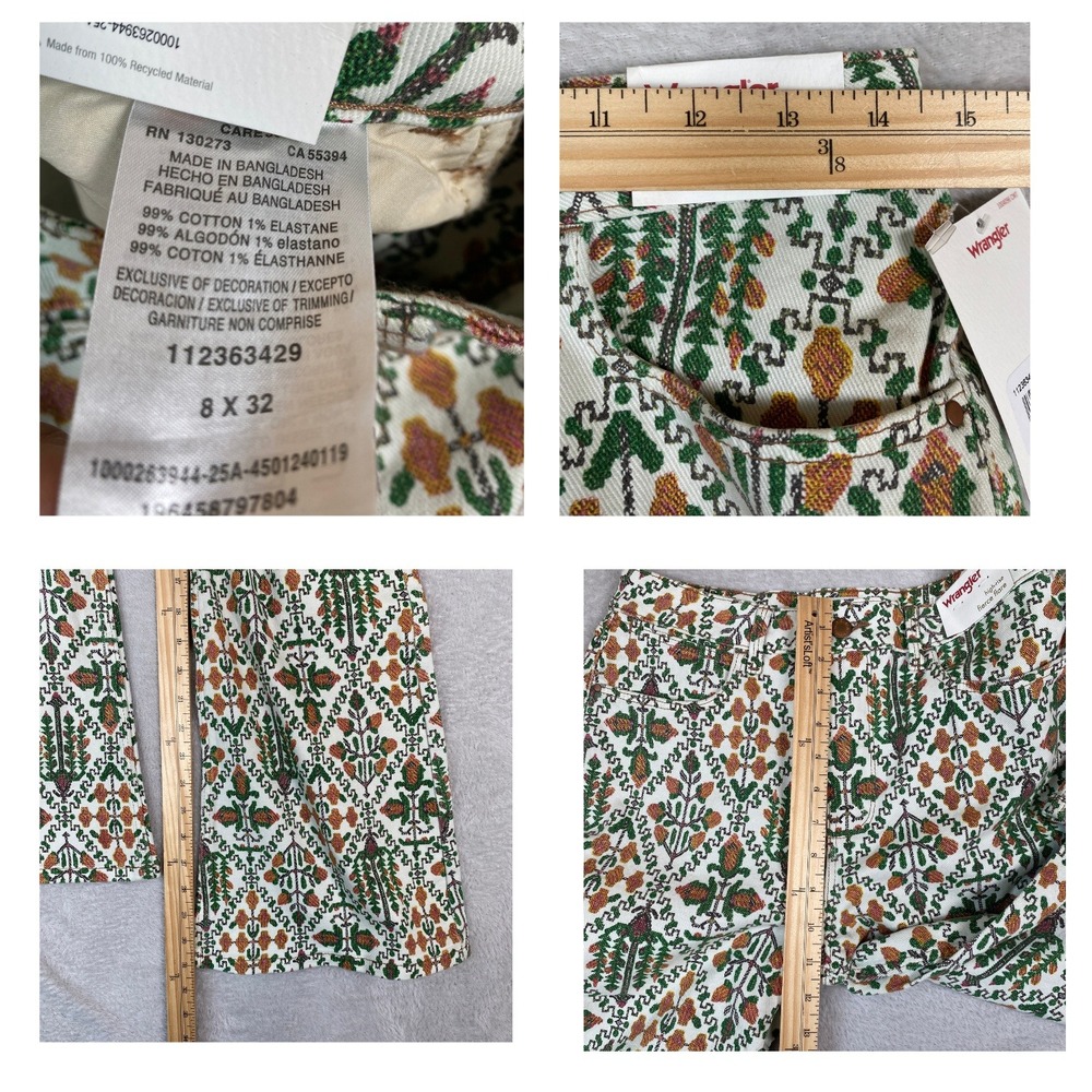 Wrangler High-Rise Fierce Flare Tapestry Jeans Women AOP Geo Floral 70s Boho - Picture 5 of 7